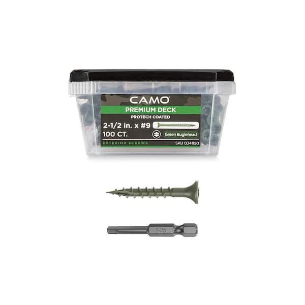 CAMO 2-1/2 in. #9 Green Star Drive Exterior Bugle Head Wood Deck Screws (100-Count)