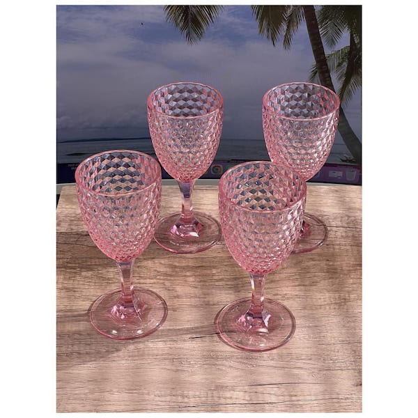 Vintage Ruby Red Stemmed Wine Glasses-Set of 12