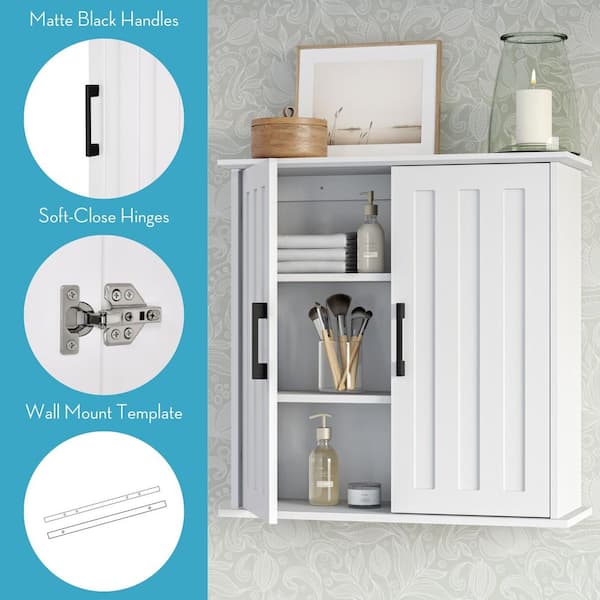 RiverRidge Monroe 23.63-in x 23.75-in x 8.69-in White Soft Close Bathroom Wall Cabinet
