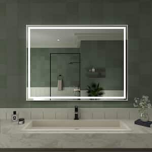 48 in. W x 36 in. H Frameless LED Single Bathroom Vanity Mirror in Polished Crystal
