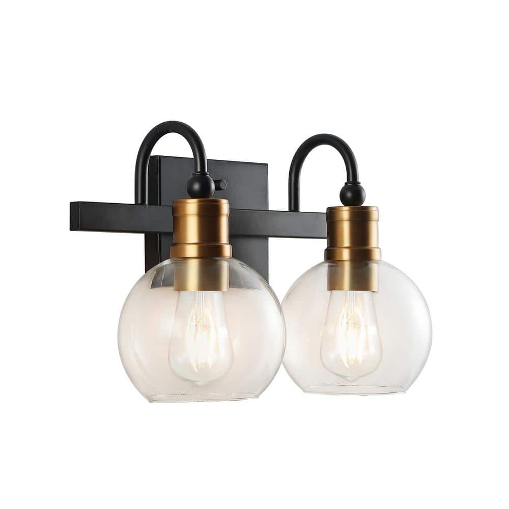 Marais 14.5" Black and Brass Iron Bathroom Vanity Light