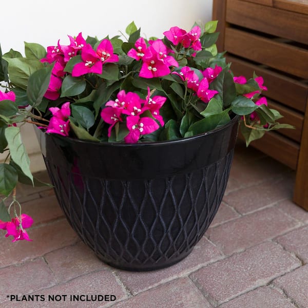 Tall Planters Outdoor Indoor – Specked Black Flower Plant Pots, 20