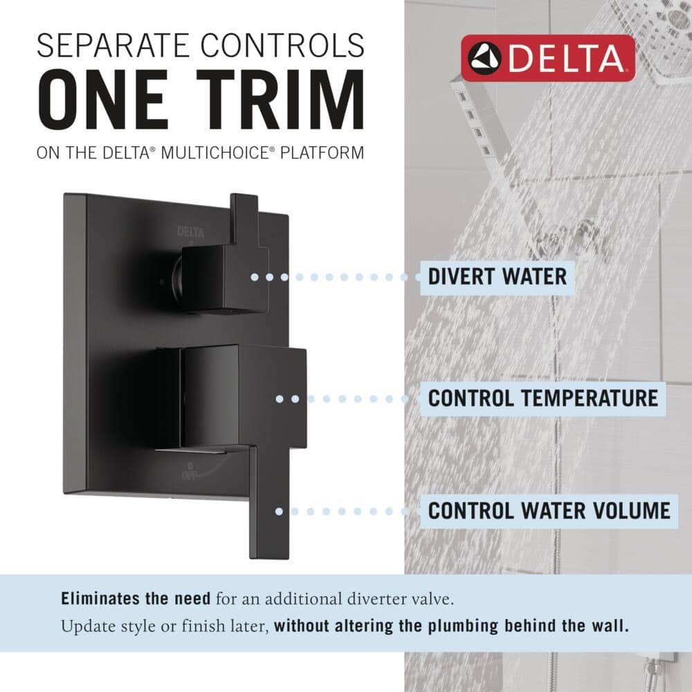 Matte Black Modern Raincan Square Shower System with Handheld Spray