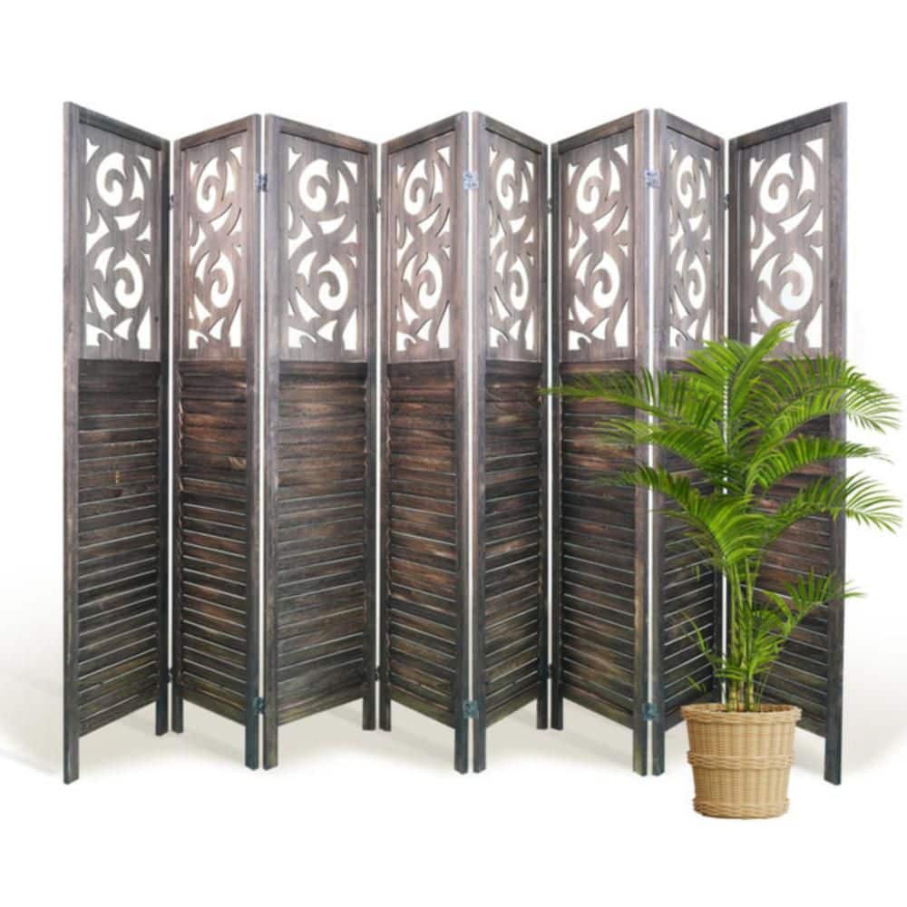 67 in. Wood 8-Panel Portable Room Divider Panels Freestanding Folding Room Privacy Screen in Brown price history on PriceWatchPro
