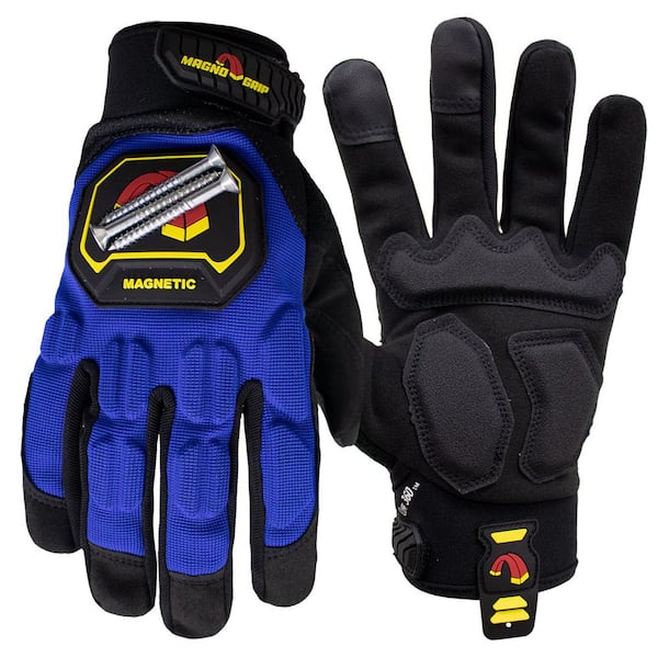 MagnoGrip Pro Impact Work Glove with Integrated Magnetic Storage, Blue, 2X-Large