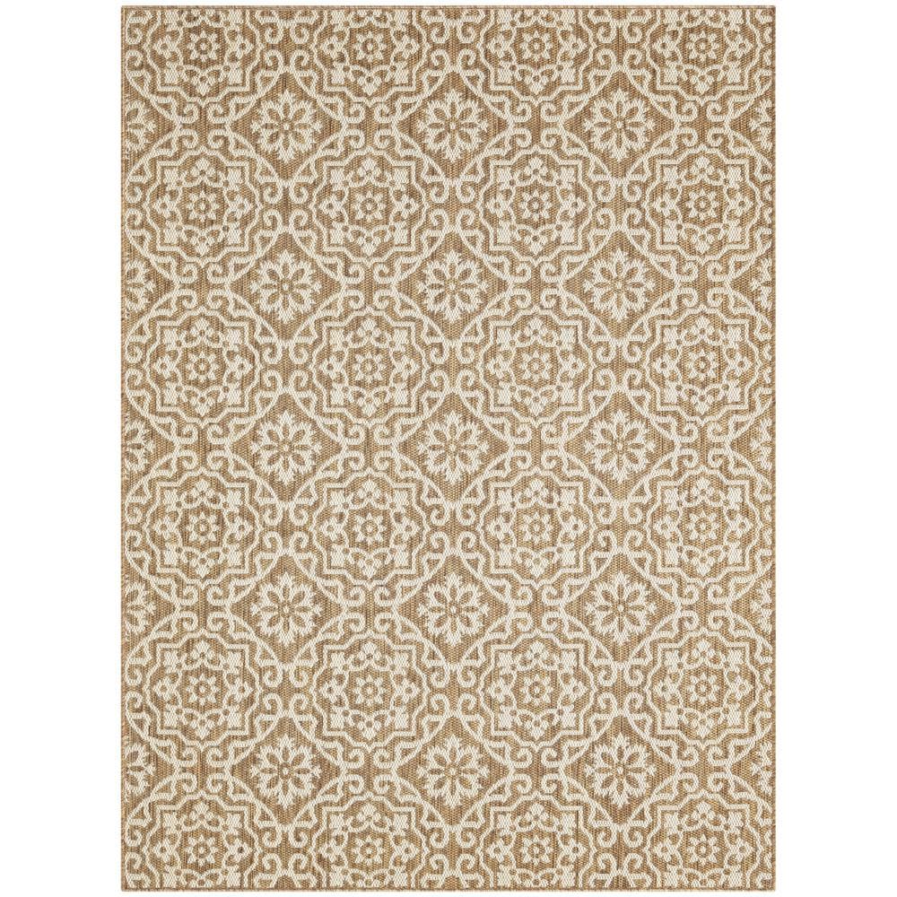 Brown and Beige Geometric Synthetic 8' x 10' Reversible Area Rug