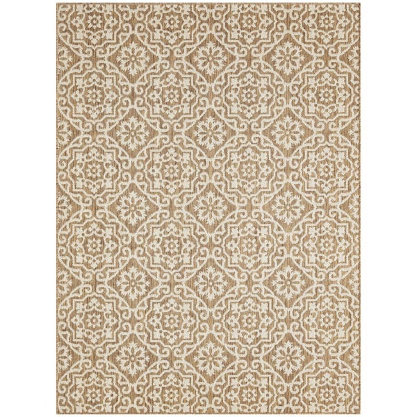 Nicole Miller Patio Country Danica Brown/Beige 8 ft. x 10 ft. Geometric Indoor/Outdoor Area Rug