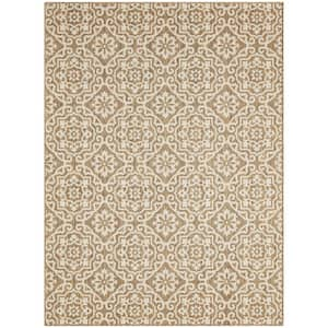 Patio Country Danica Brown/Beige 5 ft. x 7 ft. Geometric Indoor/Outdoor Area Rug