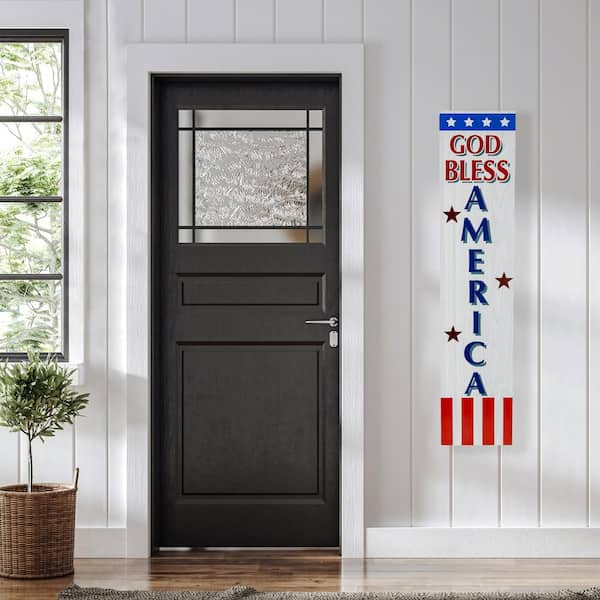 35.75 in. God Bless America Patriotic Wooden Porch Board Sign Decoration