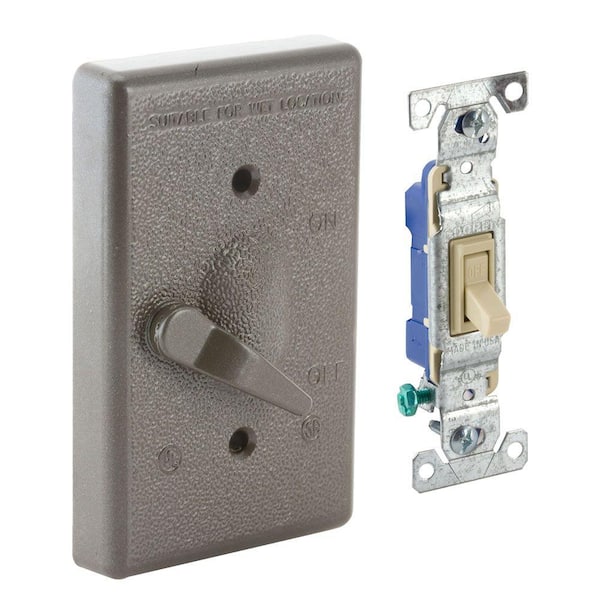 BELL 1-Gang Bronze Weatherproof Toggle Switch Cover Assembly