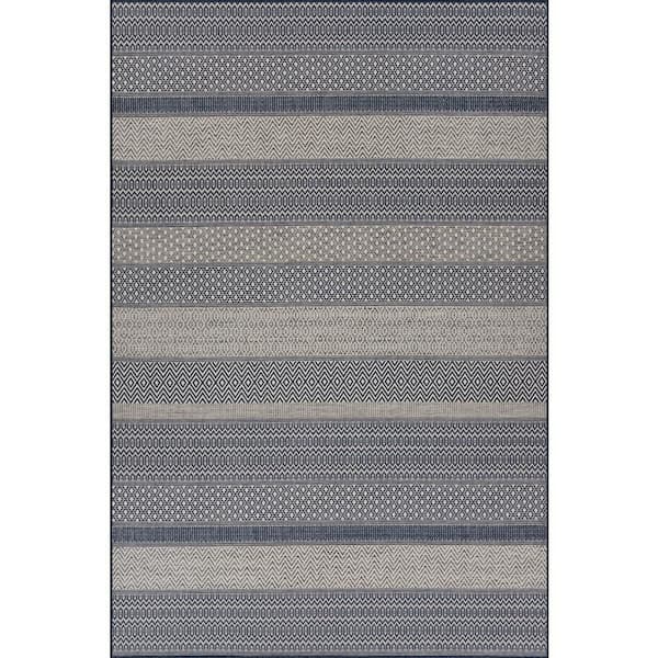Torelle Abstract Navy 4 ft. x 6 ft. Outdoor Area Rug