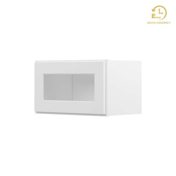 HOMLUX Easy-DIY 21 in. W x 12 in. D x 12 in. H Plywood Ready to Assemble Wall Kitchen Cabinet in Royal White Glass Not Included