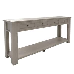 Entryway Hallway Tables 14 in. Rectangle Gray Wash Wood Console Table 4-Drawers and Slatted Bottom Shelf