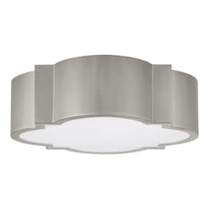 Sarina 15 in. Brushed Nickel 5 CCT Selectable LED Flush Mount with Frosted Acrylic Panel