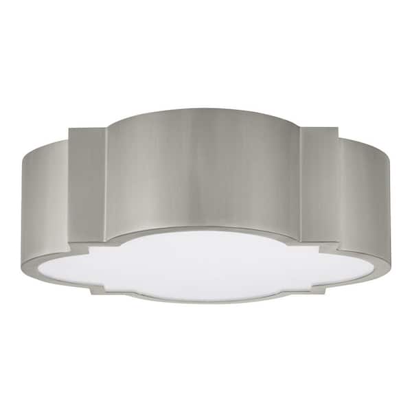 Home Decorators Collection Sarina 15 in. Brushed Nickel 5 CCT Selectable LED Flush Mount with Frosted Acrylic Panel