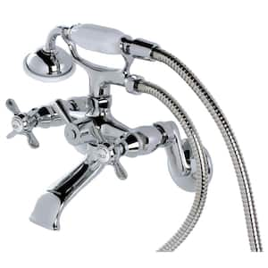 Victorian 3-Handle Wall Claw Foot Tub Faucet with Handshower in Polished Chrome