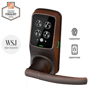 Secure Plus Venetian Bronze Smart Touchscreen Keypad Door Latch Lock with Fingerprint and Bluetooth