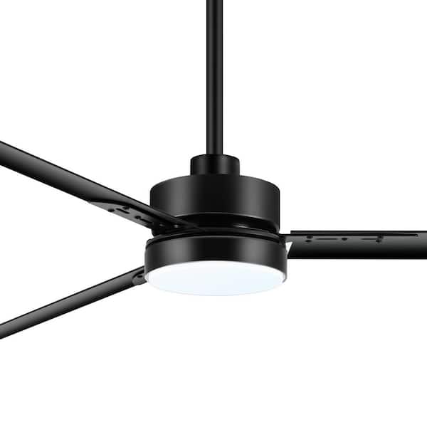 Hugger 65 in. Modern Black Ceiling Fan with 3 Aluminum Blades,Light, Remote Control and Timer with Memory,Downrod
