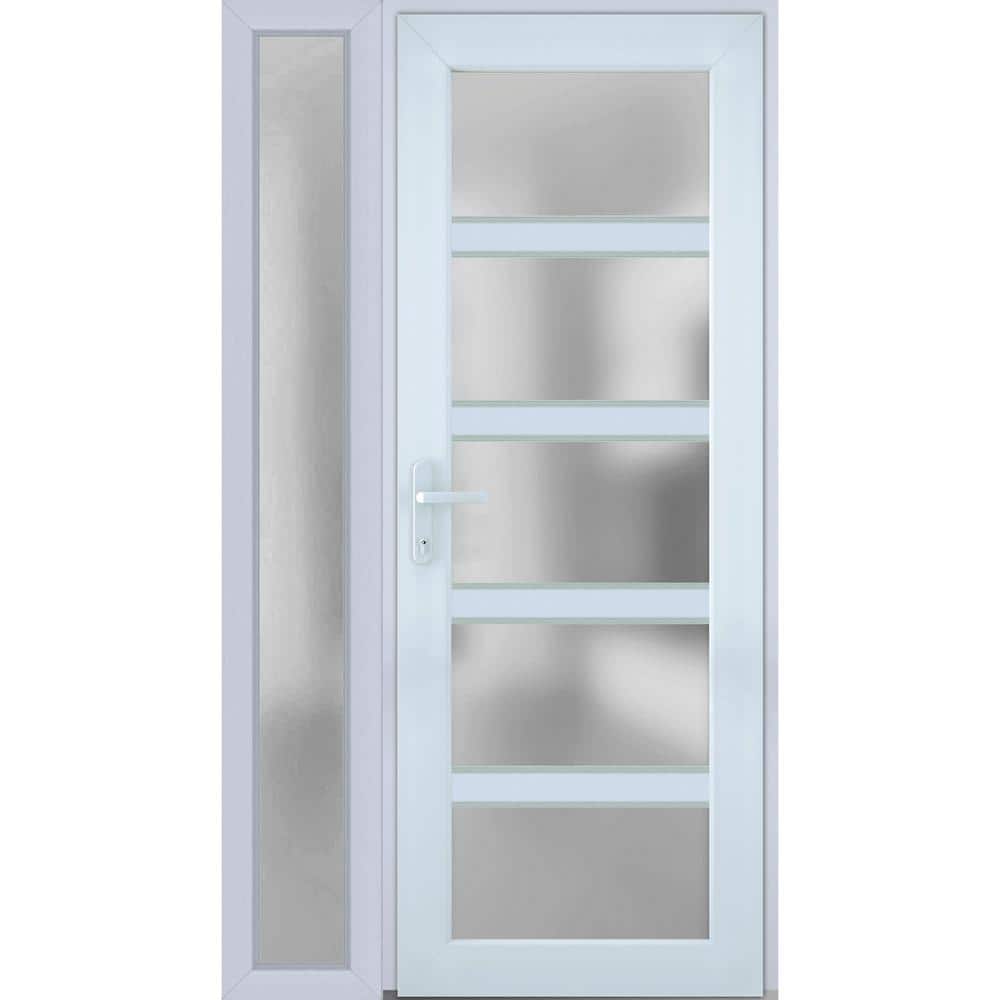 46 in. x 80 in. Right-Hand/Inswing Sidelight Frosted Glass White Steel Prehung Front Door with Hardware price history on PriceWatchPro