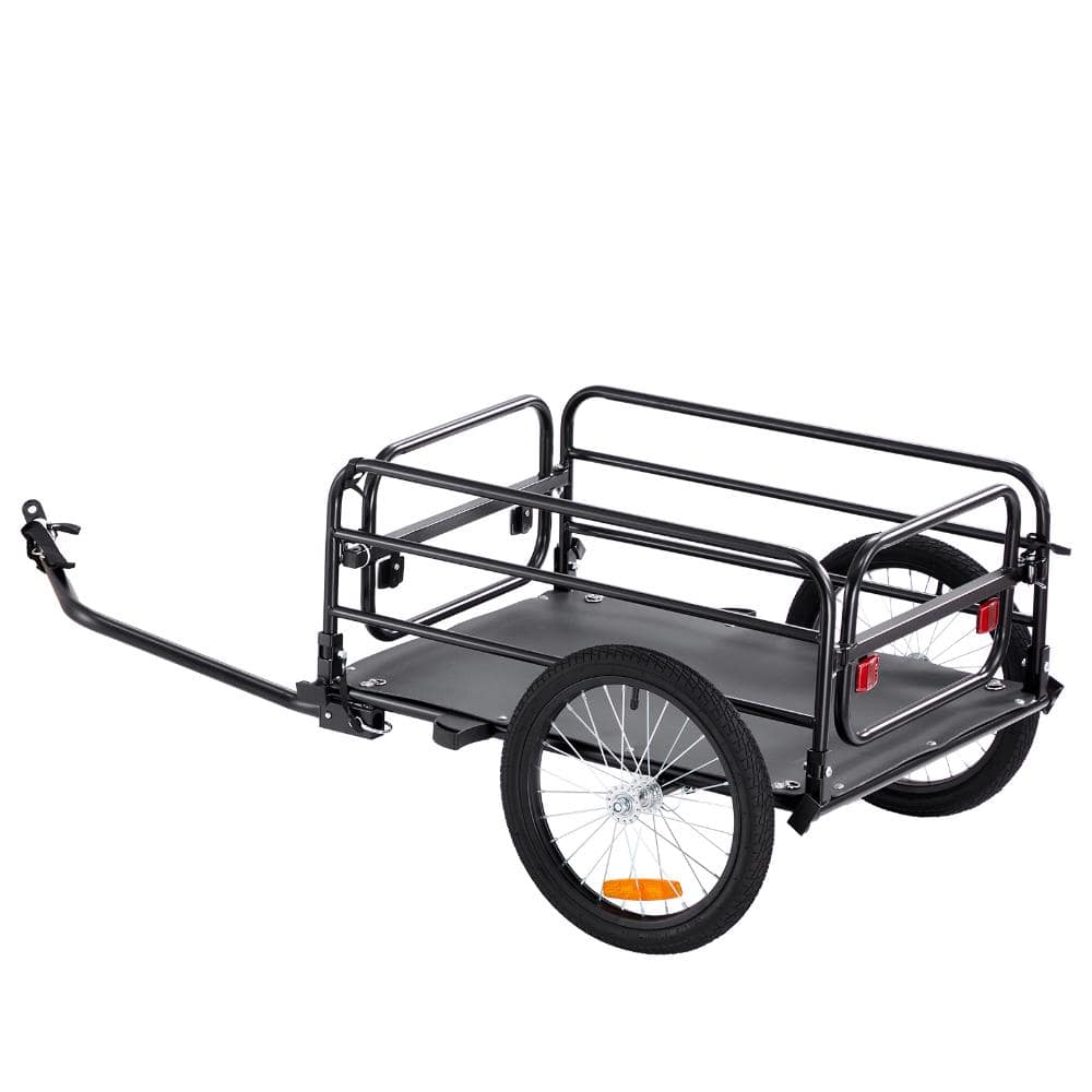 "Black 160 lb. Capacity Carbon Steel Foldable Platform Hand Truck Cargo Trailer with Universal Hitch, 16"" Wheels" price history on PriceWatchPro