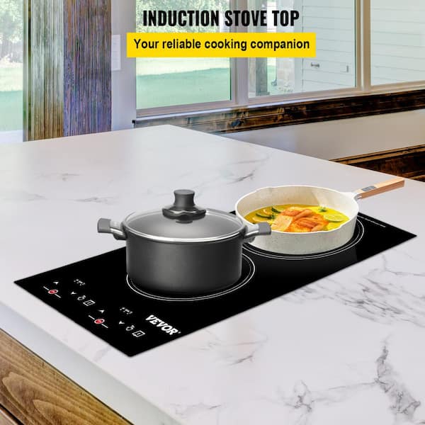 Electric Radiant Cooktop Built-in 2 Burner 110V Electric Stove Top Touch  Screen
