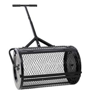 24 in. Heavy-Duty Compost Spreader Metal Mesh, Lawn and Garden Care Manure Spreaders Roller