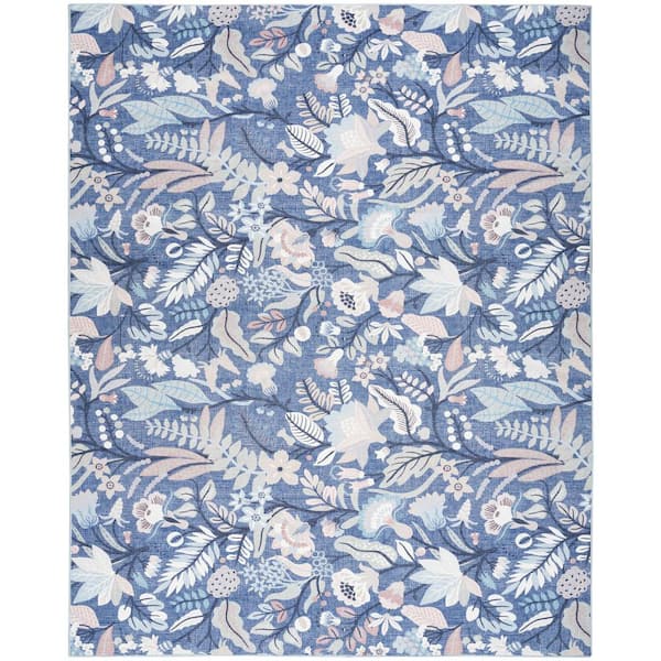 Nourison Washables Navy Multicolor 8 ft. x 10 ft. Floral Botanical Traditional Area Rug