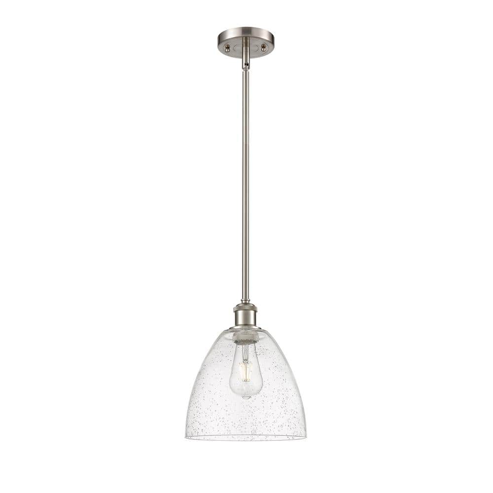 Bristol Glass 1-Light Brushed Satin Nickel Shaded Pendant Light with Seedy Glass Shade price history on PriceWatchPro