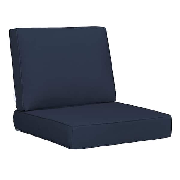 Uixe 19 in. x 20 in. 23 in. x 24 in. 2-Piece Deep Seat Rectangle Outdoor Lounge Chair Cushion/Back Pillow Set in Dark Blue