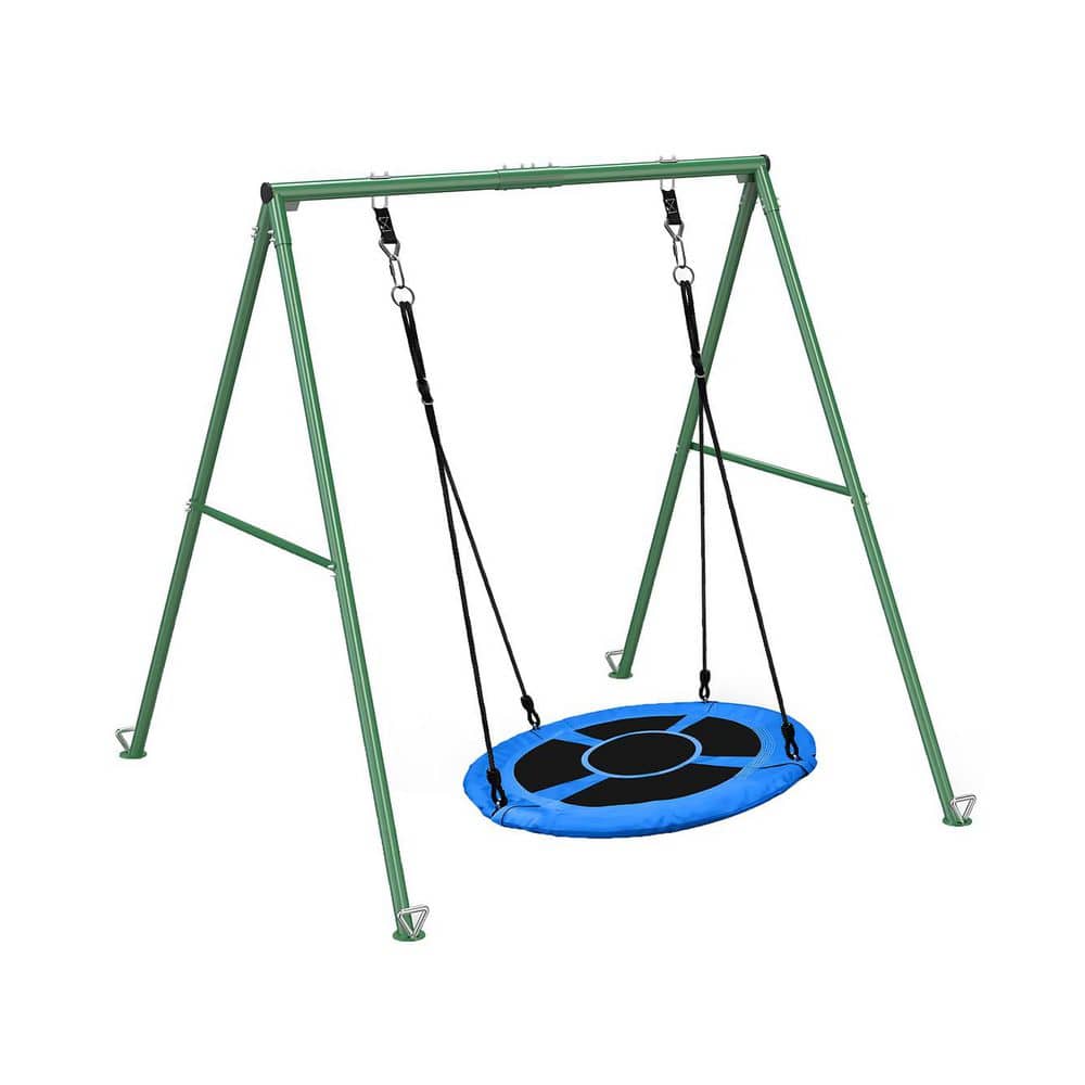 Heavy Duty A-Frame Metal Swing Set with Flying Saucer Swing for Indoor and Outdoor Use, Full Steel Construction, Blue price history on PriceWatchPro