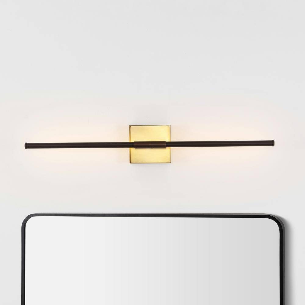 Oil Rubbed Bronze and Brass Gold Dimmable LED Wall Sconce