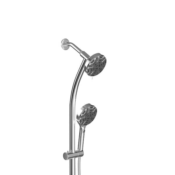 7-Spray Settings Wall Mounted 4.7in. Handheld Shower Head 1.8 GPM Adjustable Dual Shower Heads in Chrome