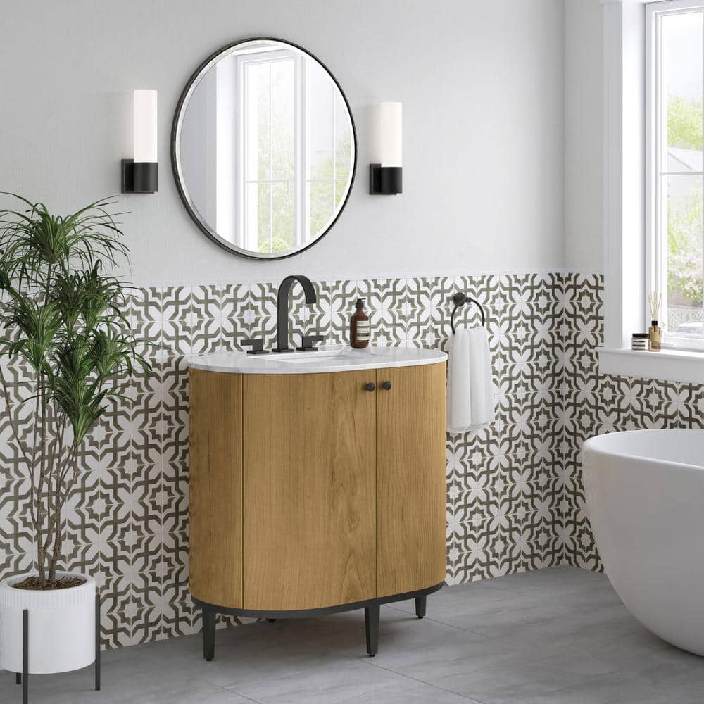 Bellamy 36" Rustic Oak and Marble Single Vanity