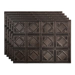 18 in. x 24 in. Traditional # 4 Vinyl Backsplash Panel in Smoked Pewter (Pack of 5)