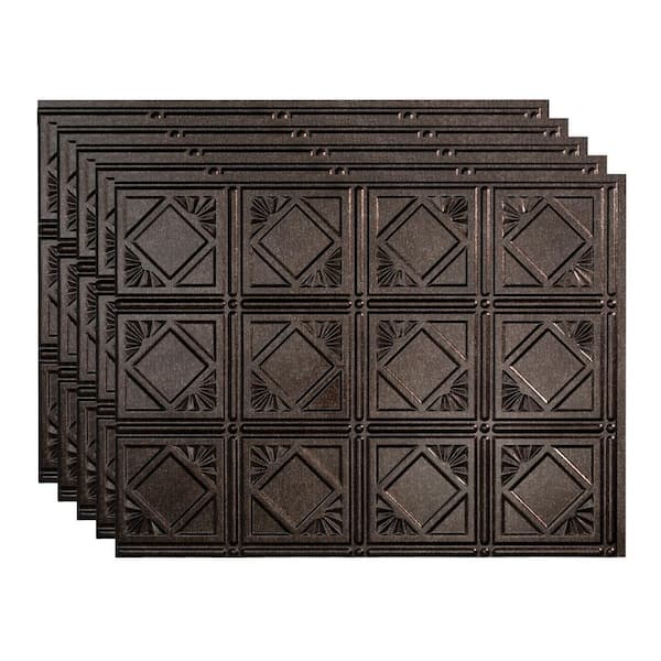 Fasade 18 in. x 24 in. Traditional # 4 Vinyl Backsplash Panel in Smoked Pewter (Pack of 5)