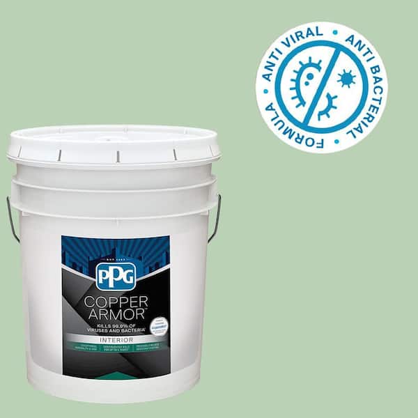 COPPER ARMOR 5 gal. PPG1130-4 Lime Taffy Eggshell Antiviral and Antibacterial Interior Paint with Primer