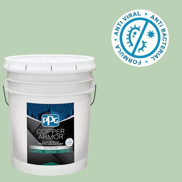 COPPER ARMOR 5 gal. PPG1130-4 Lime Taffy Semi-Gloss Antiviral and Antibacterial Interior Paint with Primer