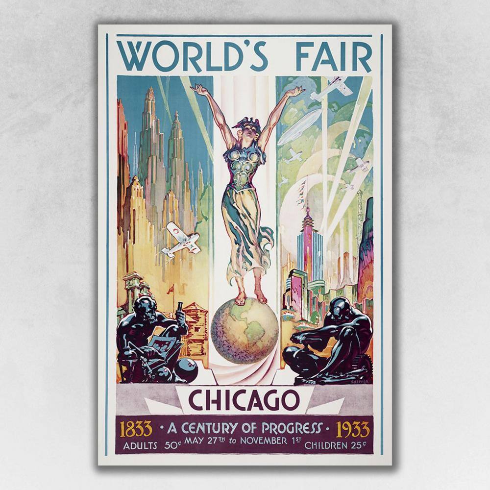 HomeRoots Market Vintage 1933 Chicago World's Fair Wooden Wall Art