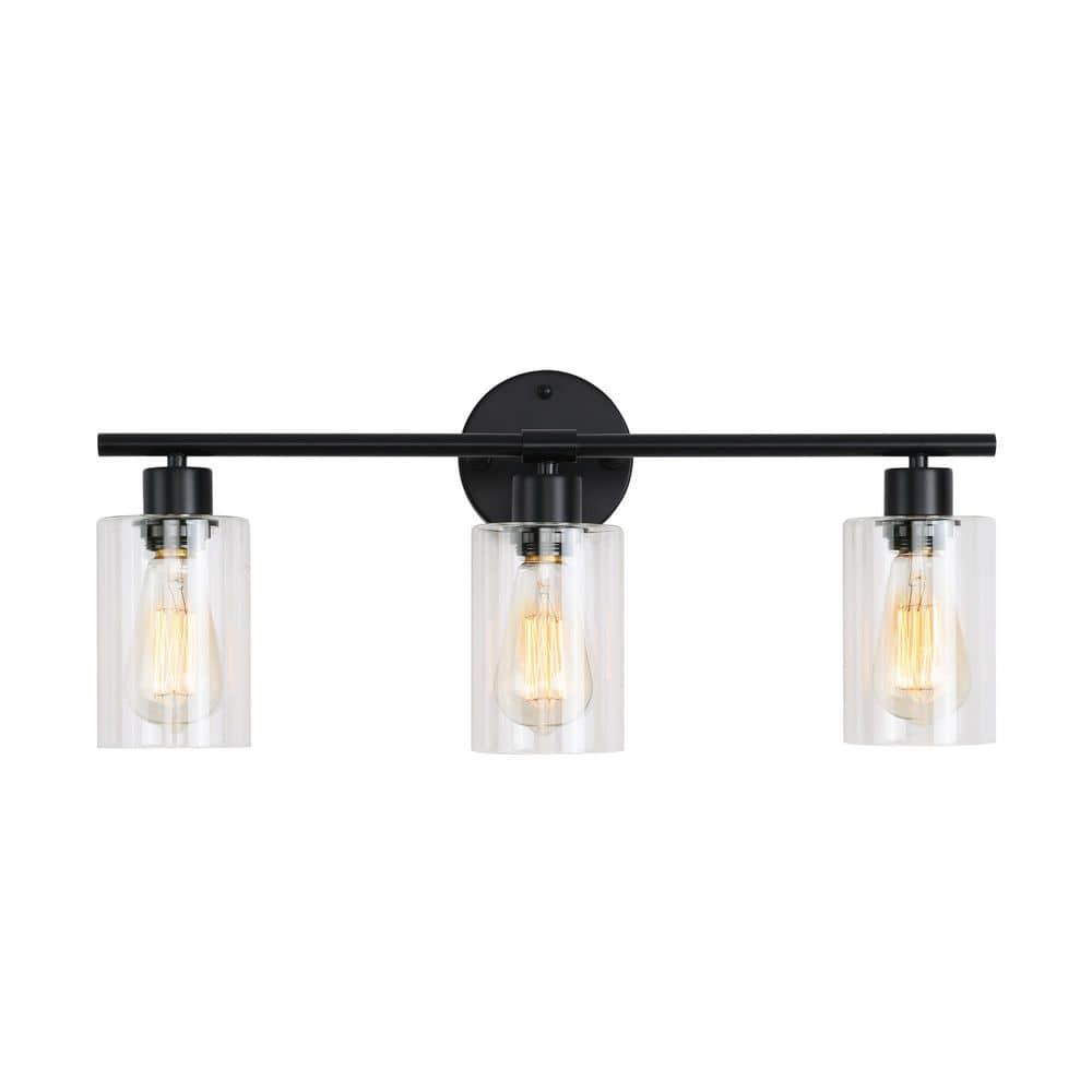 22.83 In. 3-Light Black Wall Sconce with Glass Shades Modern Farmhouse Vanity Light for Above the Vanity Mirror price history on PriceWatchPro