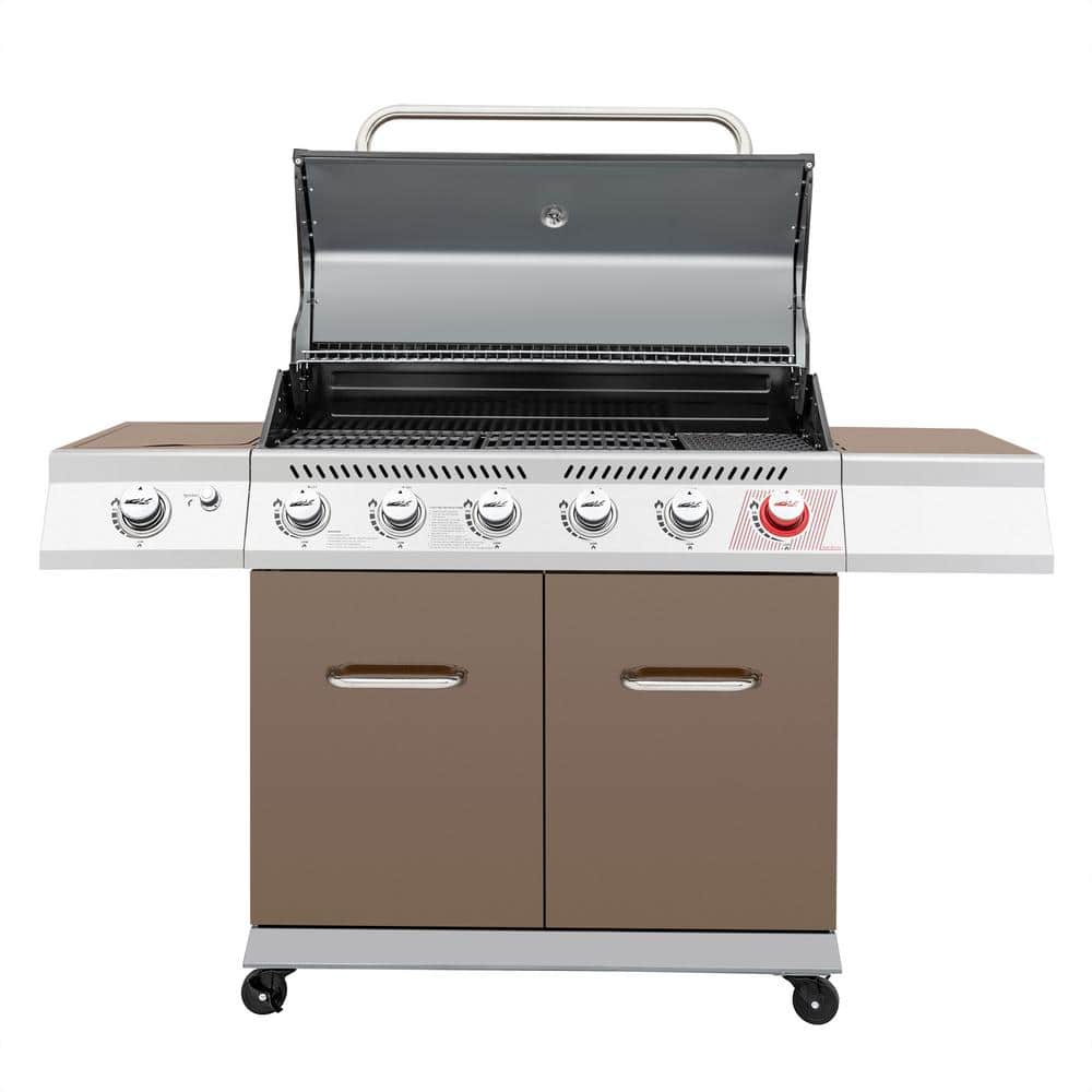 Royal Gourmet 6-Burner Coffee Stainless Steel Propane Gas Grill with Side Burner