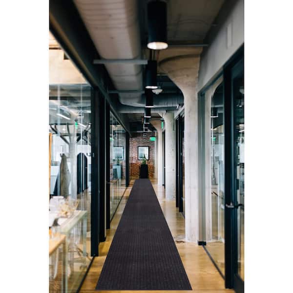 Custom Ottowa Indoor/Outdoor Hallway Runner Rug 2 ft. 3 in. W x 8 ft. L Black Polyester Garage Flooring