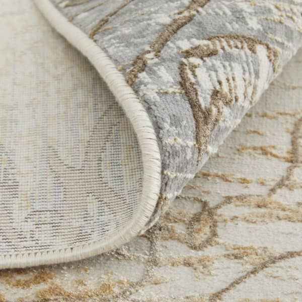 Tan, Gray 2 ft. x 3 ft.  Floral Area Runner