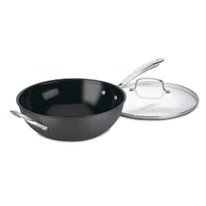 GreenGourmet 12 in. Hard Anodized Stir Fry Wok with Glass Cover