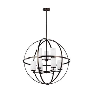 Alturas 9-Light Brushed Oil Rubbed Bronze Modern Hanging Globe Chandelier with Glass Shades