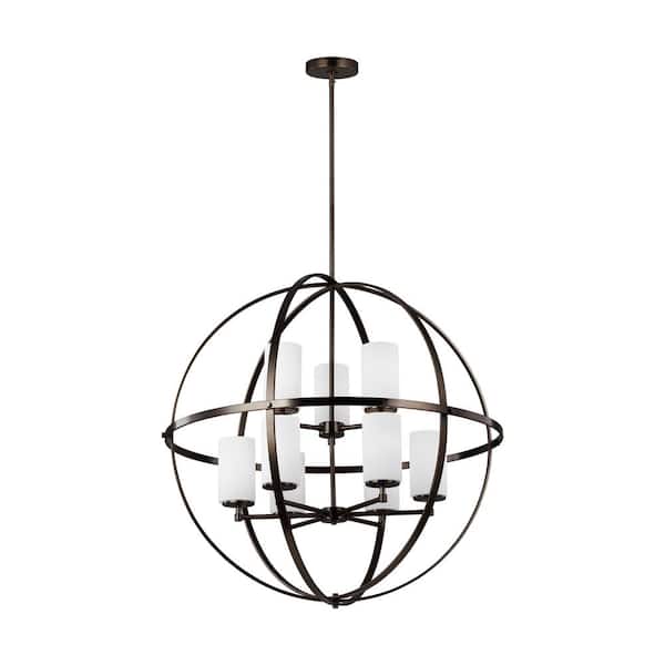 Generation Lighting Alturas 9-Light Brushed Oil Rubbed Bronze Modern Hanging Globe Chandelier with LED Bulbs