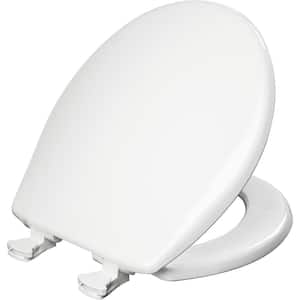 Round Plastic Closed Front Toilet Seat in White Removes for Easy Cleaning