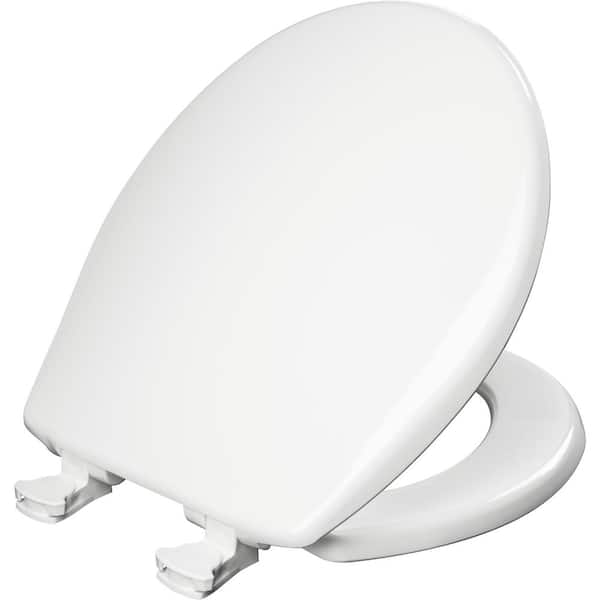 BEMIS Round Plastic Closed Front Toilet Seat in White Removes for Easy Cleaning