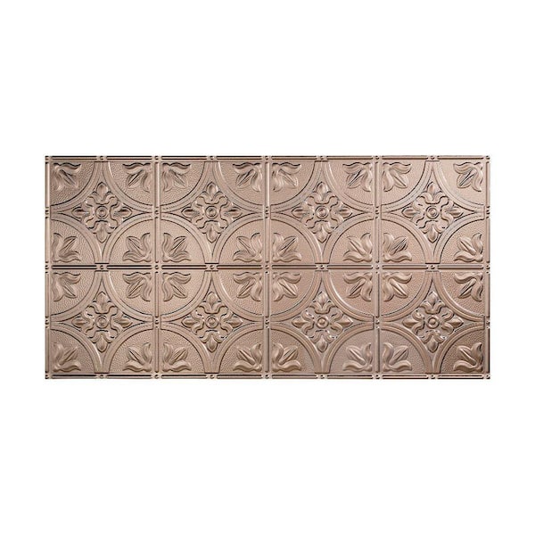 Fasade Traditional Style #2 2 ft. x 4 ft. Glue Up PVC Ceiling Tile in Brushed Nickel