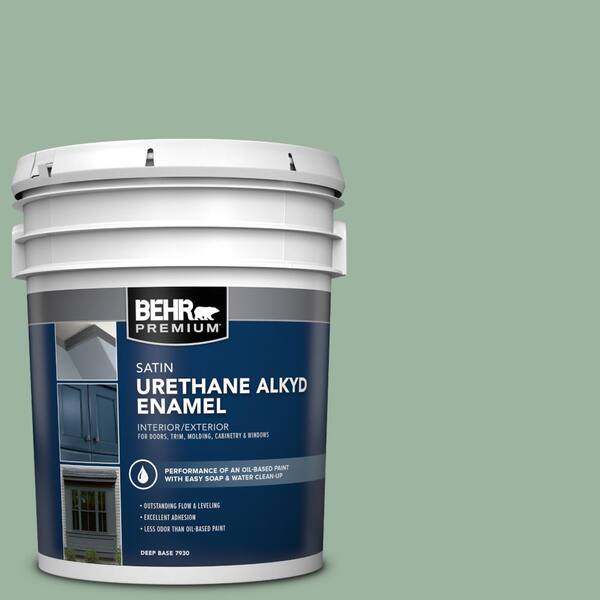 BEHR PREMIUM 5 gal. #S410-4 Copper Patina Urethane Alkyd Satin Enamel  Interior/Exterior Paint 793005 - The Home Depot