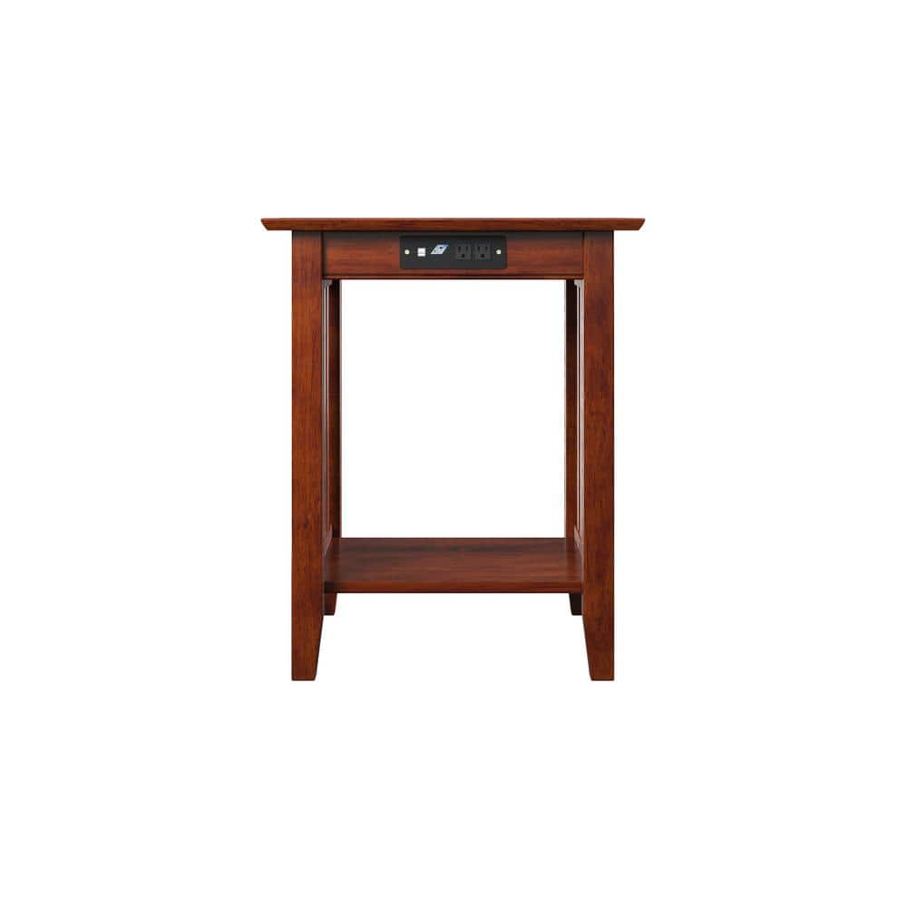 Walnut Mission Printer Stand with USB Charging Station
